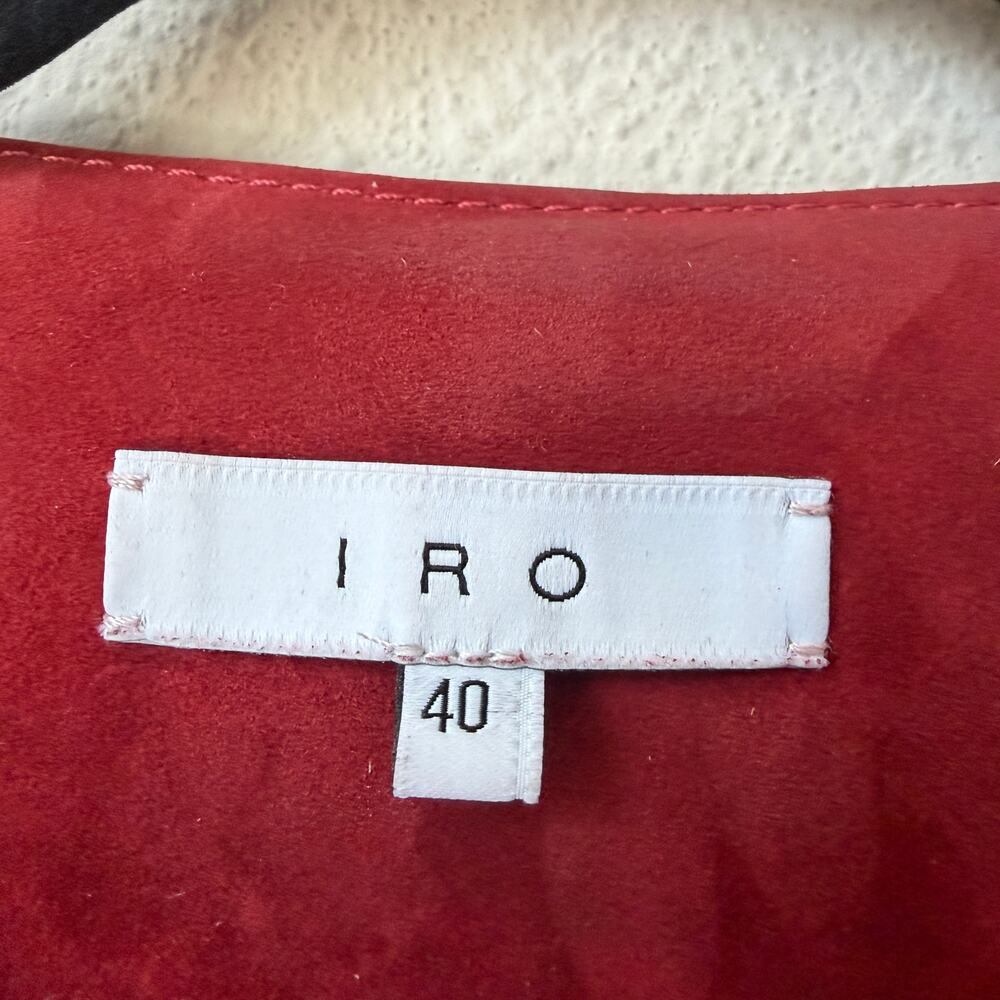 IRO Tatiana Red Lamb Suede Moto Jacket Size 40 - Picture 4 of 7